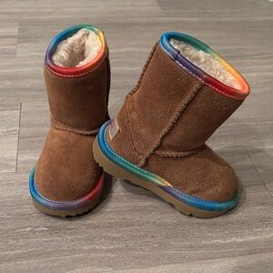 UGG Kids Boots Tan with Rainbow Trim
